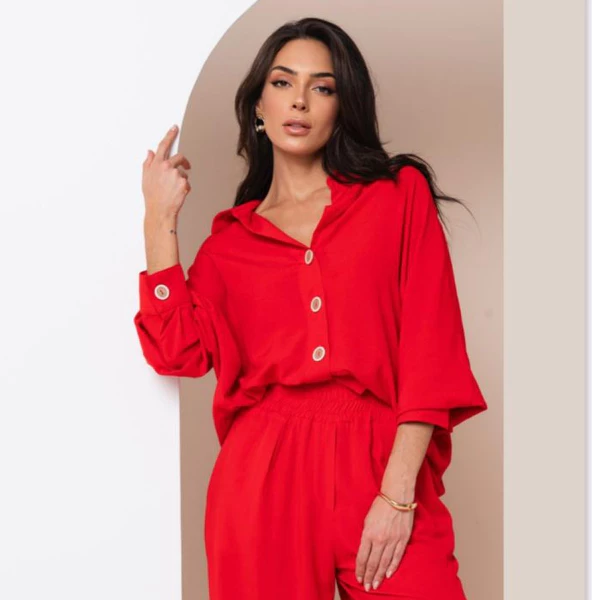 Camisa social manga longa viscose e linho