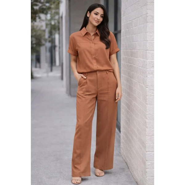 Conjunto camisa e calça alfaiataria manga curta