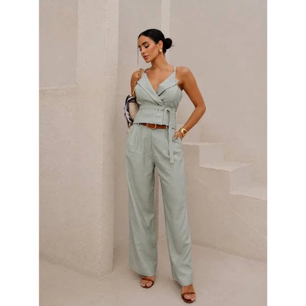 Calça Maya alfaiataria pantalona cintura alta